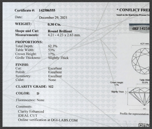 Brillant Ring 0,30ct, Si2; 585 Gold, DGI Zertifikat!